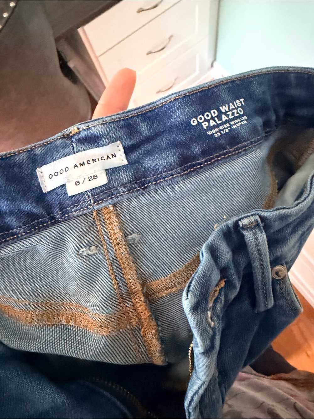 Good American Good Waist Palazzo Jeans in Indigo986